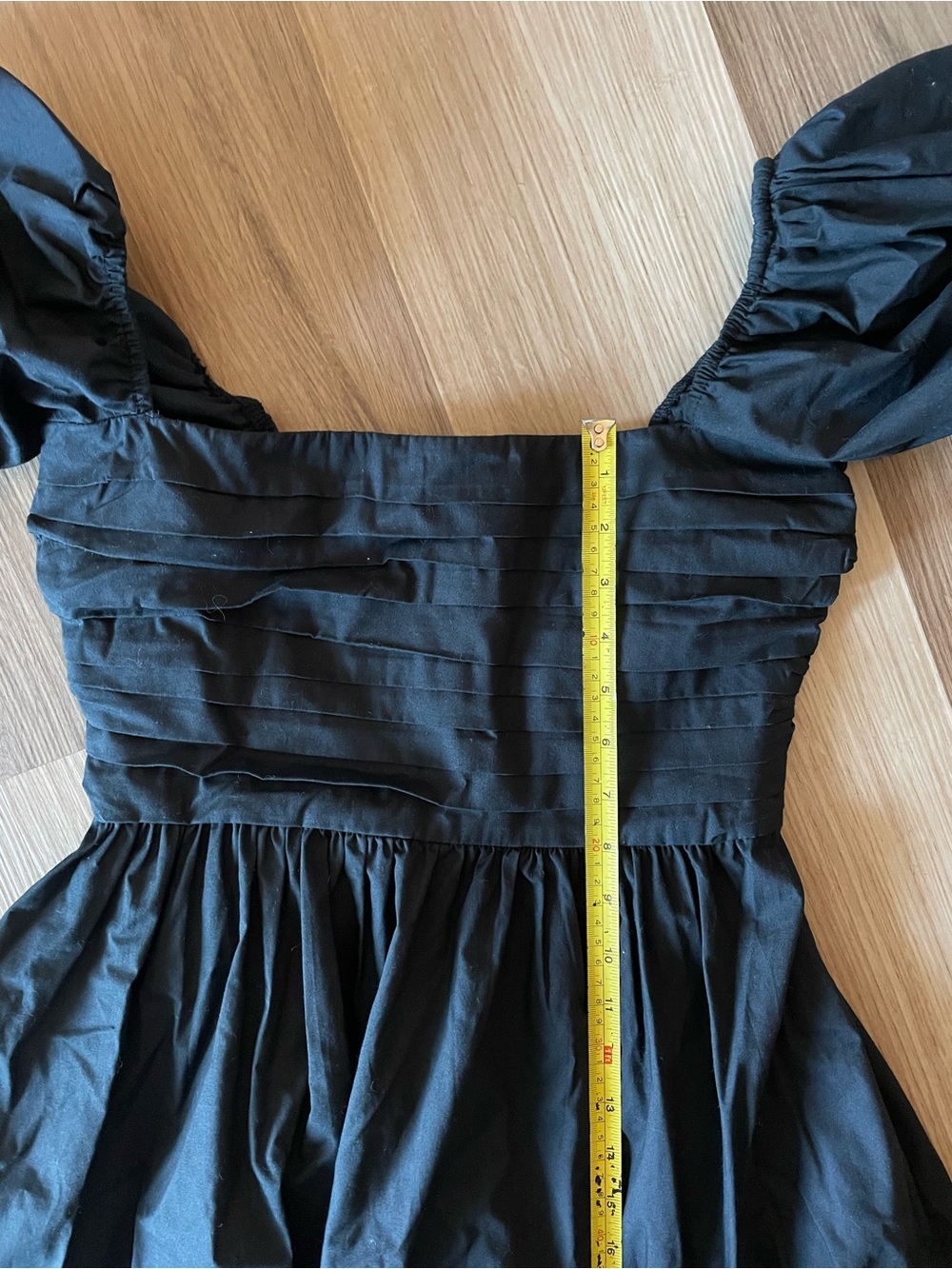 Abercrombie Black Puff Sleeve Smocked Midi Dress w/ Pockets Size S - Picture 10 of 11